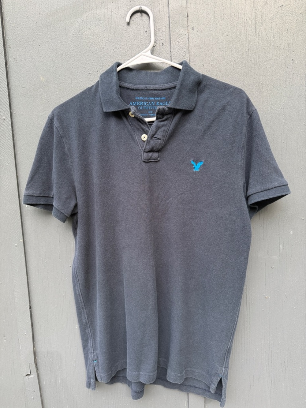 American Eagle Outfitters Dark Gray Polo with Teal Logo